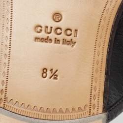 Pre Owned Gucci Black Leather Horsebit Mules Size 42.5