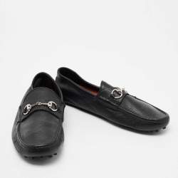 Pre Owned حذاء لوفرز غوتشي هورسبيت جلد أسود مقاس 43.5