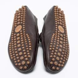 Gucci Brown Leather Web Horsebit Loafers Size 43.5