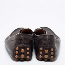 Gucci Brown Leather Web Horsebit Loafers Size 43.5