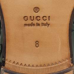 Pre Owned Gucci Green Leather Web Accent Leather Brogues Oxford Size 42