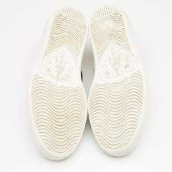Pre Owned Gucci White Leather Web Detail Embroidered Bee Ace Low Top Sneakers Size 44