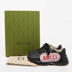 Pre Owned Gucci Black Leather Rhyton Sneakers Size 41