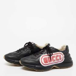 Pre Owned Gucci Black Leather Rhyton Sneakers Size 41