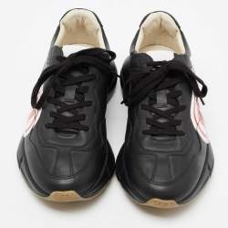 Pre Owned Gucci Black Leather Rhyton Sneakers Size 41