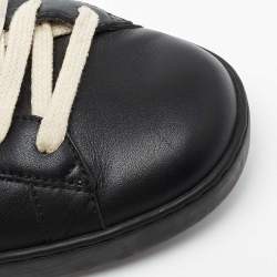 Pre Owned Gucci Black Leather Ace Stripe Low Top Sneakers  Size 40.5 