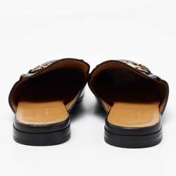 Gucci Black Tiger Patch Leather Princetown Horsebit Flat Mules Size 43