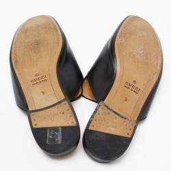 Gucci Black Tiger Patch Leather Princetown Horsebit Flat Mules Size 43