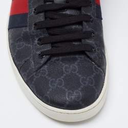 مملوكة مسبقًا Gucci Dark Grey GG Supreme Canvas Ace Low Top Sneakers Size 43.5
