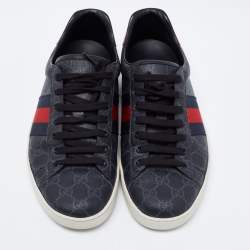 مملوكة مسبقًا Gucci Dark Grey GG Supreme Canvas Ace Low Top Sneakers Size 43.5