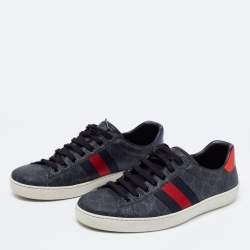 مملوكة مسبقًا Gucci Dark Grey GG Supreme Canvas Ace Low Top Sneakers Size 43.5