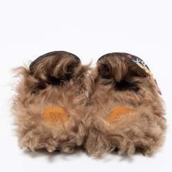 Pre Owned حذاء سلايد غوتشي برينستون قماش جاكار متعدد الألوان وبطانة فرو مقاس 43