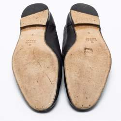 Gucci Black Leather Web Horsebit Loafers Size 43