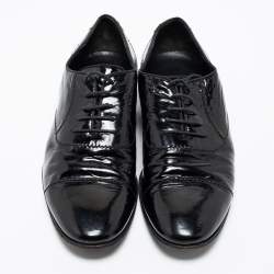 Gucci Black Patent Leather Cap Toe Lace Oxfords Size 40
