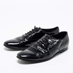 Gucci Black Patent Leather Cap Toe Lace Oxfords Size 40