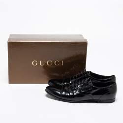 Gucci Black Patent Leather Cap Toe Lace Oxfords Size 40