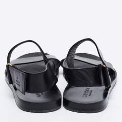 مملوكة مسبقًا Gucci Black Leather Slingback Sandals Size 40