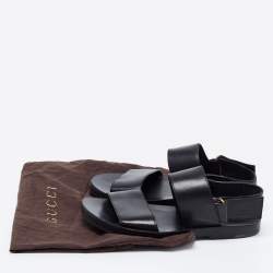 مملوكة مسبقًا Gucci Black Leather Slingback Sandals Size 40