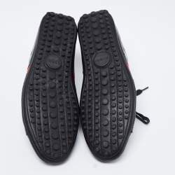 Gucci Black Leather Web Low-Top Sneakers Size 41