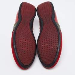 Gucci Red/White Suede And Leather Web Sneakers Size 44