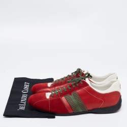 Gucci Red/White Suede And Leather Web Sneakers Size 44