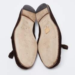 Gucci Brown Suede Bamboo Tassel Slip On Loafers Size 43.5