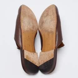 Pre Owned Gucci Dark Brown Leather Princetown Horsebit Mules Size 45.5