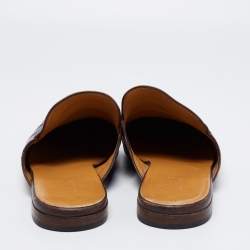 Pre Owned Gucci Dark Brown Leather Princetown Horsebit Mules Size 45.5