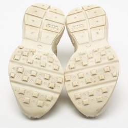 مملوكة مسبقًا Gucci Cream Leather Rhyton Lace Up Sneakers  Size 43.5
