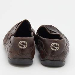 Pre Owned Gucci Brown Guccissima Leather Penny Slip On Loafers Size 41