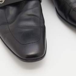 Gucci Black Leather Interlocking G Slip On Loafers Size 42