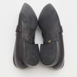 Gucci Black Leather Interlocking G Slip On Loafers Size 42