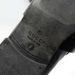 Gucci Black Leather Interlocking G Slip On Loafers Size 42