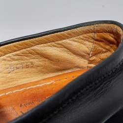 Gucci Black Leather Web Trim Slip On Loafers Size 41.5