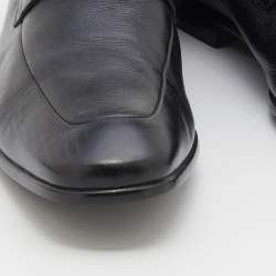 Gucci Black Leather Web Slip On Loafers Size 44.5