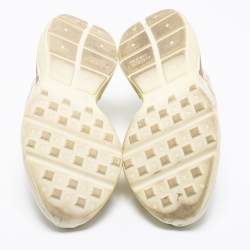 Pre Owned Gucci Cream Leather Rhyton Lace Up Sneakers Size 41.5