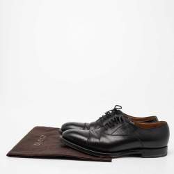 Gucci Black Leather Lace-Up Oxfords Size 40.5