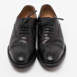 Gucci Black Leather Lace-Up Oxfords Size 40.5