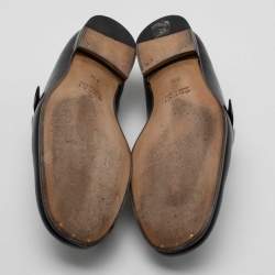 Pre Owned Gucci Black Leather GG Marmont Loafers Size 41.5