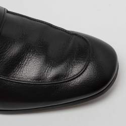 Pre Owned Gucci Black Leather GG Marmont Loafers Size 41.5