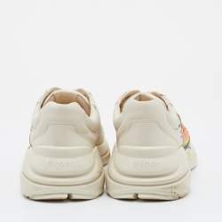 Pre Owned Gucci Cream Leather Rhyton Vintage Logo Low Top Sneakers Size 46