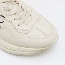 Pre Owned Gucci Cream Leather Rhyton Vintage Logo Low Top Sneakers Size 46