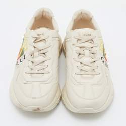 Pre Owned Gucci Cream Leather Rhyton Vintage Logo Low Top Sneakers Size 46