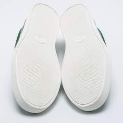 Pre Owned Gucci Green Leather Dublin Snake Slip On Sneakers Size 40.5