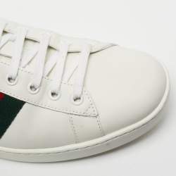 Gucci White Leather Embroidered Bee Ace Low-Top Sneakers Size 43