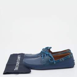 Pre Owned حذاء لوفرز غوتشي بوت جلد أزرق بفيونكة سليب أون مقاس 43