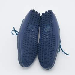 Pre Owned حذاء لوفرز غوتشي بوت جلد أزرق بفيونكة سليب أون مقاس 43