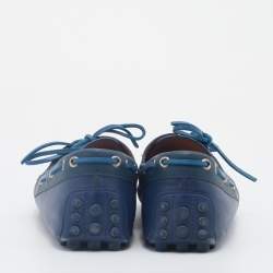 Pre Owned حذاء لوفرز غوتشي بوت جلد أزرق بفيونكة سليب أون مقاس 43