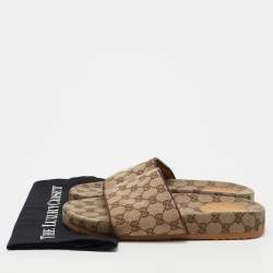 Gucci Brown GG Canvas Slide Sandals Size 82