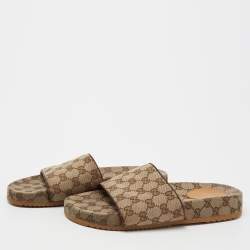 Gucci Brown GG Canvas Slide Sandals Size 82